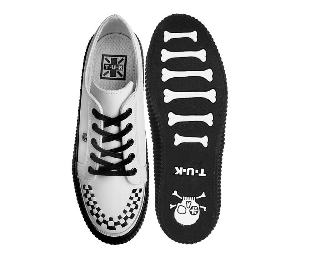 A3315 White Leather Lace-Up Creeper Sneaker - T.U.K. Shoes