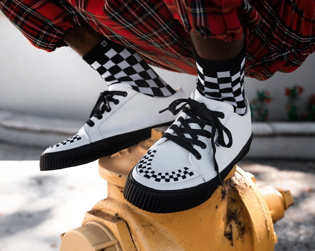 A3315 White Leather Lace-Up Creeper Sneaker - T.U.K. Shoes