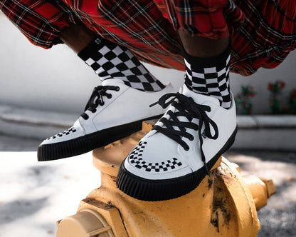 A3315 White Leather Lace-Up Creeper Sneaker - T.U.K. Shoes