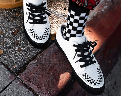 A3315 White Leather Lace-Up Creeper Sneaker - T.U.K. Shoes