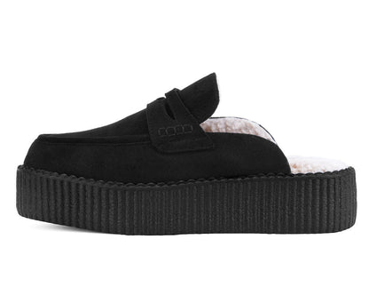 V3442 Black Plush Lined Creeper Mule - T.U.K. Shoes
