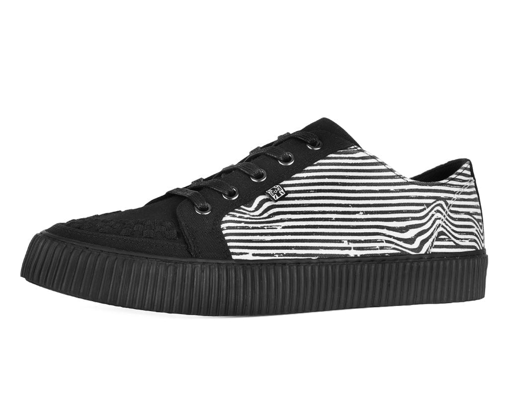 A3404 Black & White Canvas Lace-Up Creeper Sneaker - T.U.K. Shoes