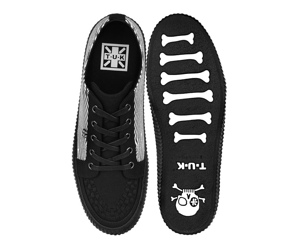 A3404 Black & White Canvas Lace-Up Creeper Sneaker - T.U.K. Shoes