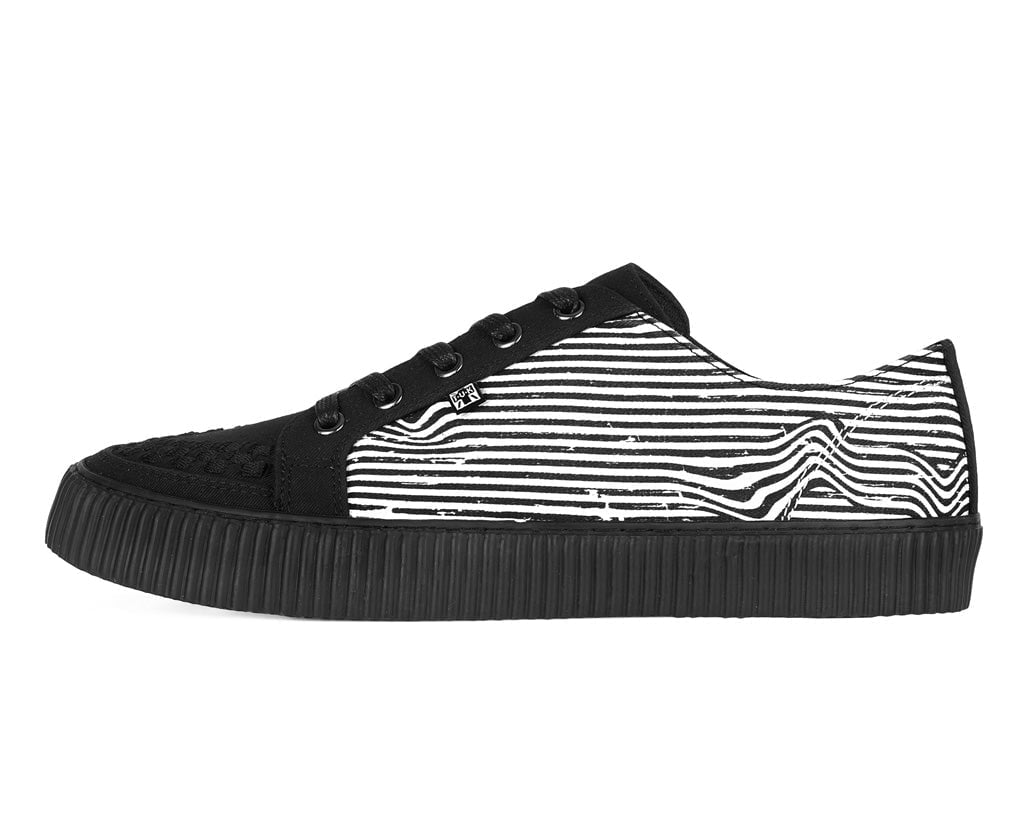 A3404 Black & White Canvas Lace-Up Creeper Sneaker - T.U.K. Shoes