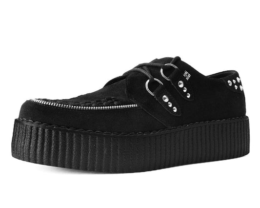 V3075 Black Suede Zipper Studded Mondo Creeper - T.U.K. Shoes