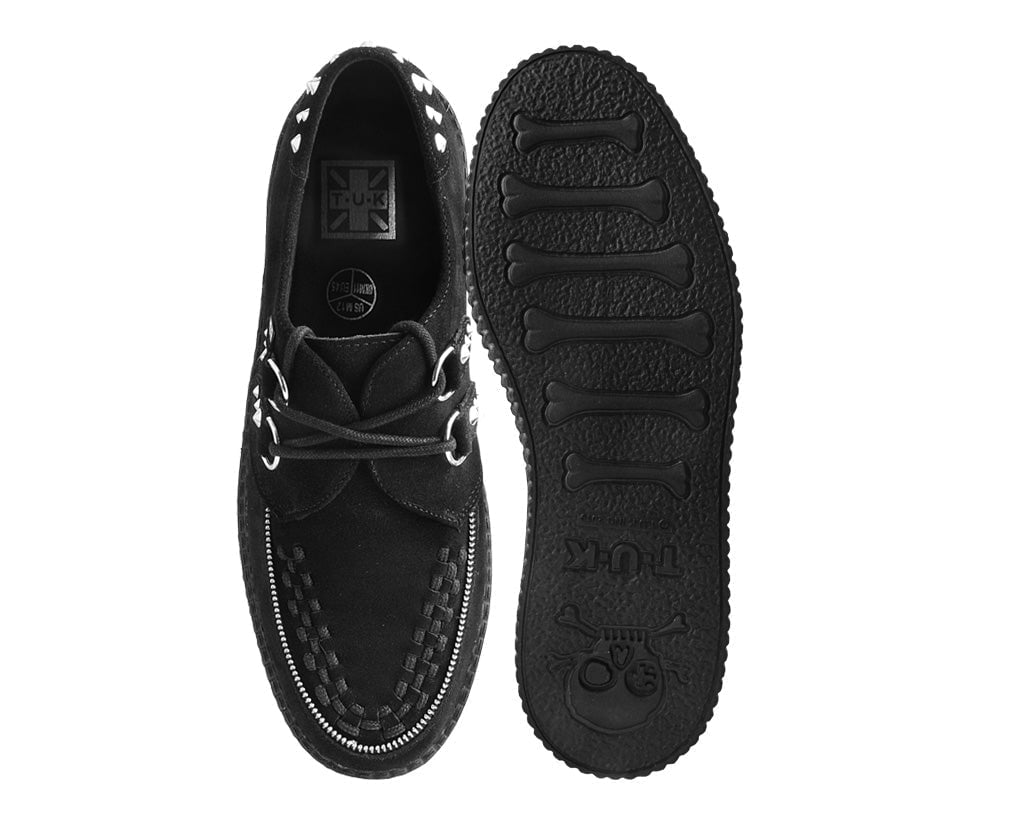 V3075 Black Suede Zipper Studded Mondo Creeper - T.U.K. Shoes