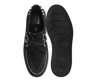 V3075 Black Suede Zipper Studded Mondo Creeper - T.U.K. Shoes