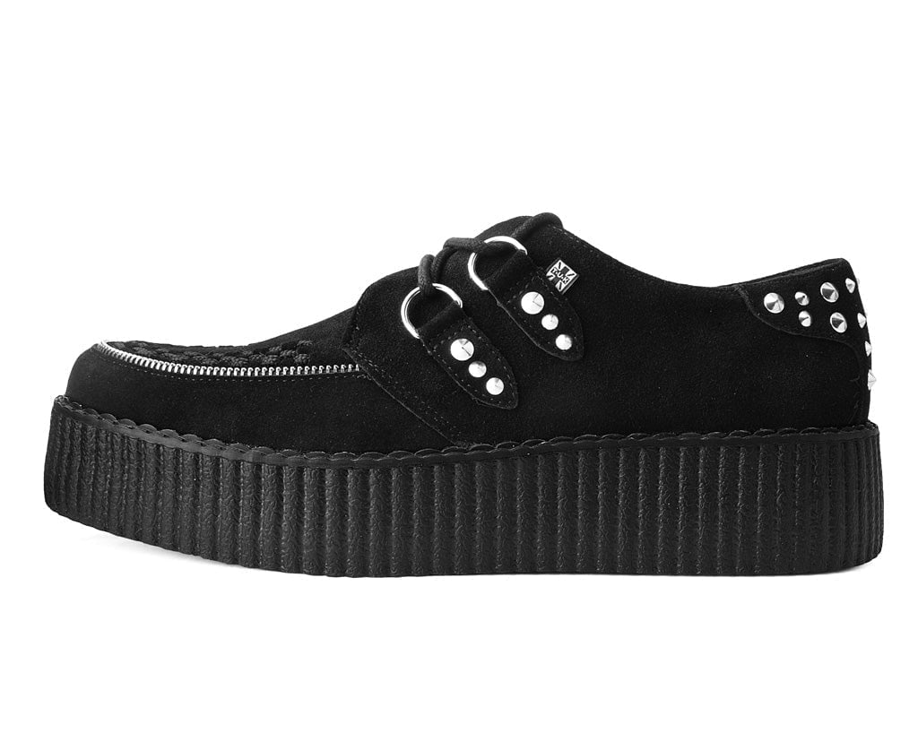 V3075 Black Suede Zipper Studded Mondo Creeper - T.U.K. Shoes