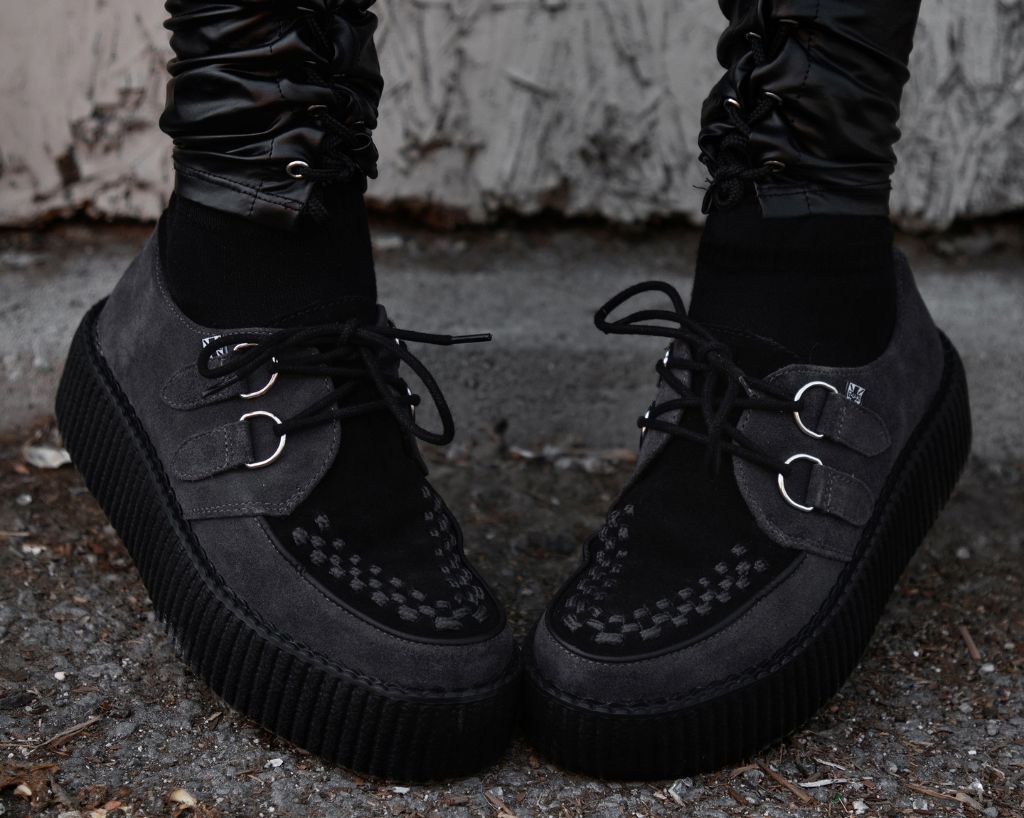 V3339 Grey & Black Suede Viva Mondo Creeper - T.U.K. Shoes