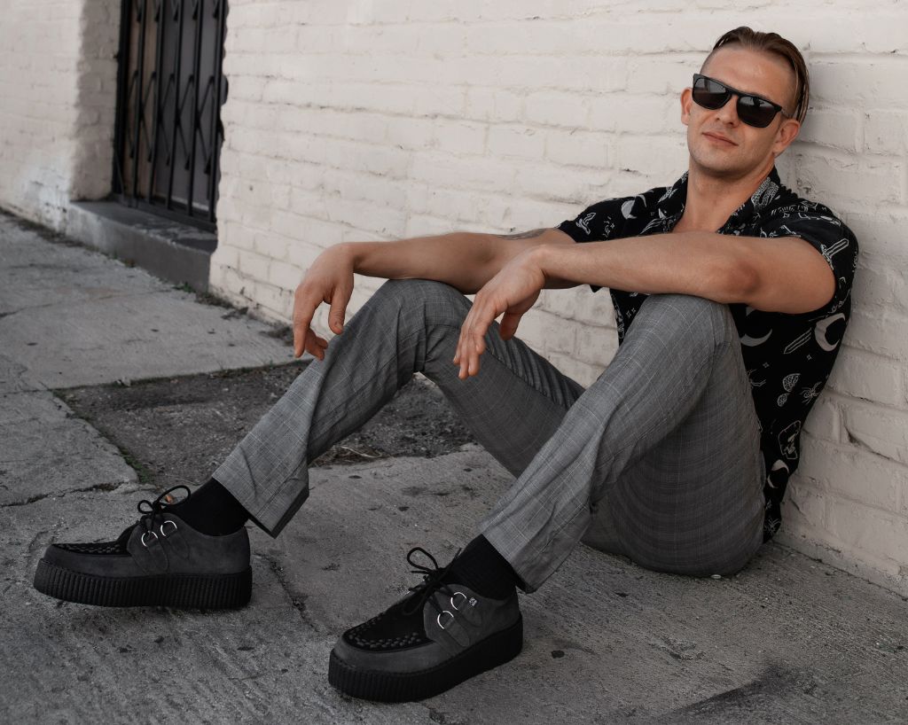 V3339 Grey & Black Suede Viva Mondo Creeper - T.U.K. Shoes