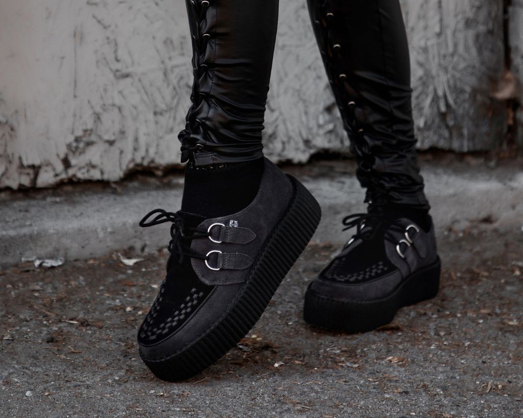 V3339 Grey & Black Suede Viva Mondo Creeper - T.U.K. Shoes