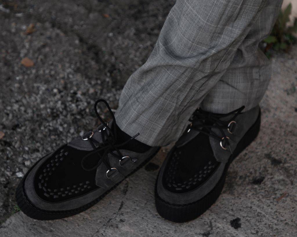 V3339 Grey & Black Suede Viva Mondo Creeper - T.U.K. Shoes