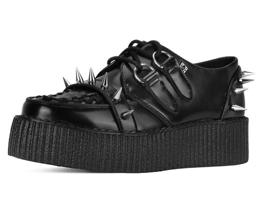 V3341 Black Leather Spike Viva Mondo Creeper - T.U.K. Shoes