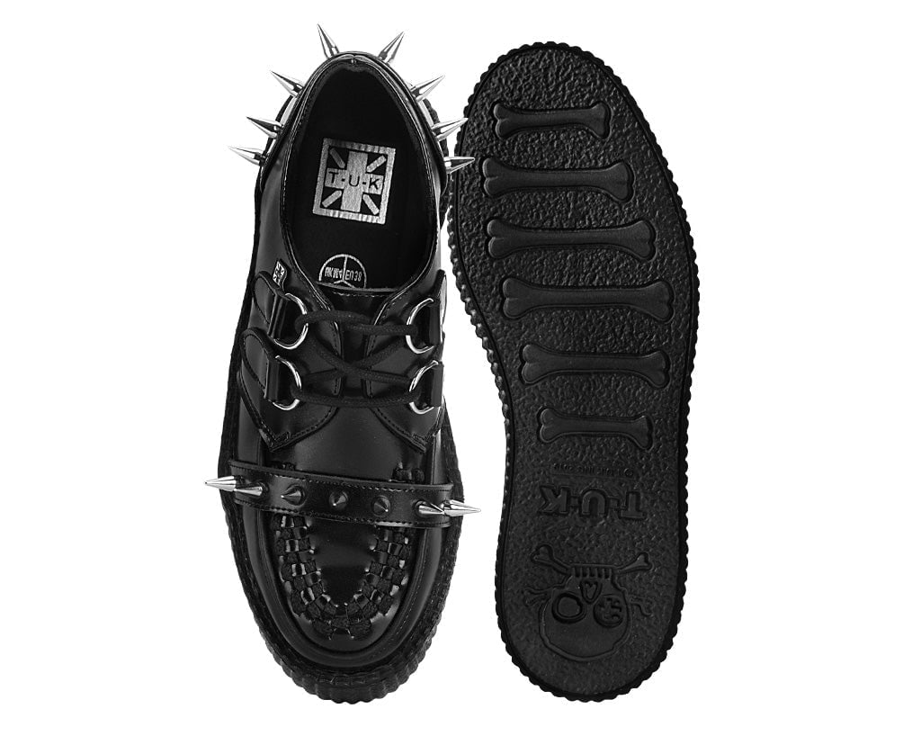 V3341 Black Leather Spike Viva Mondo Creeper - T.U.K. Shoes