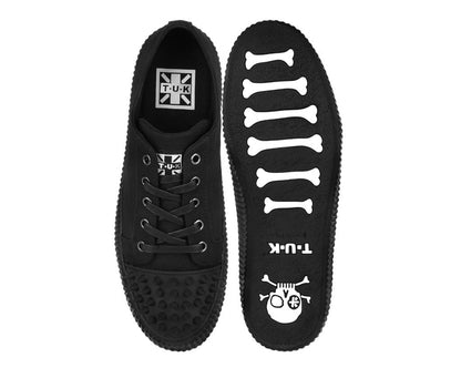 A3428 Black Twill  Spiked  Lace Up Sneaker - T.U.K. Shoes