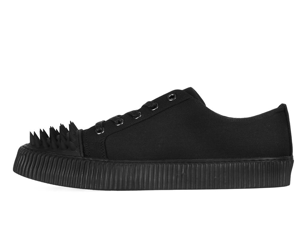 A3428 Black Twill  Spiked  Lace Up Sneaker - T.U.K. Shoes