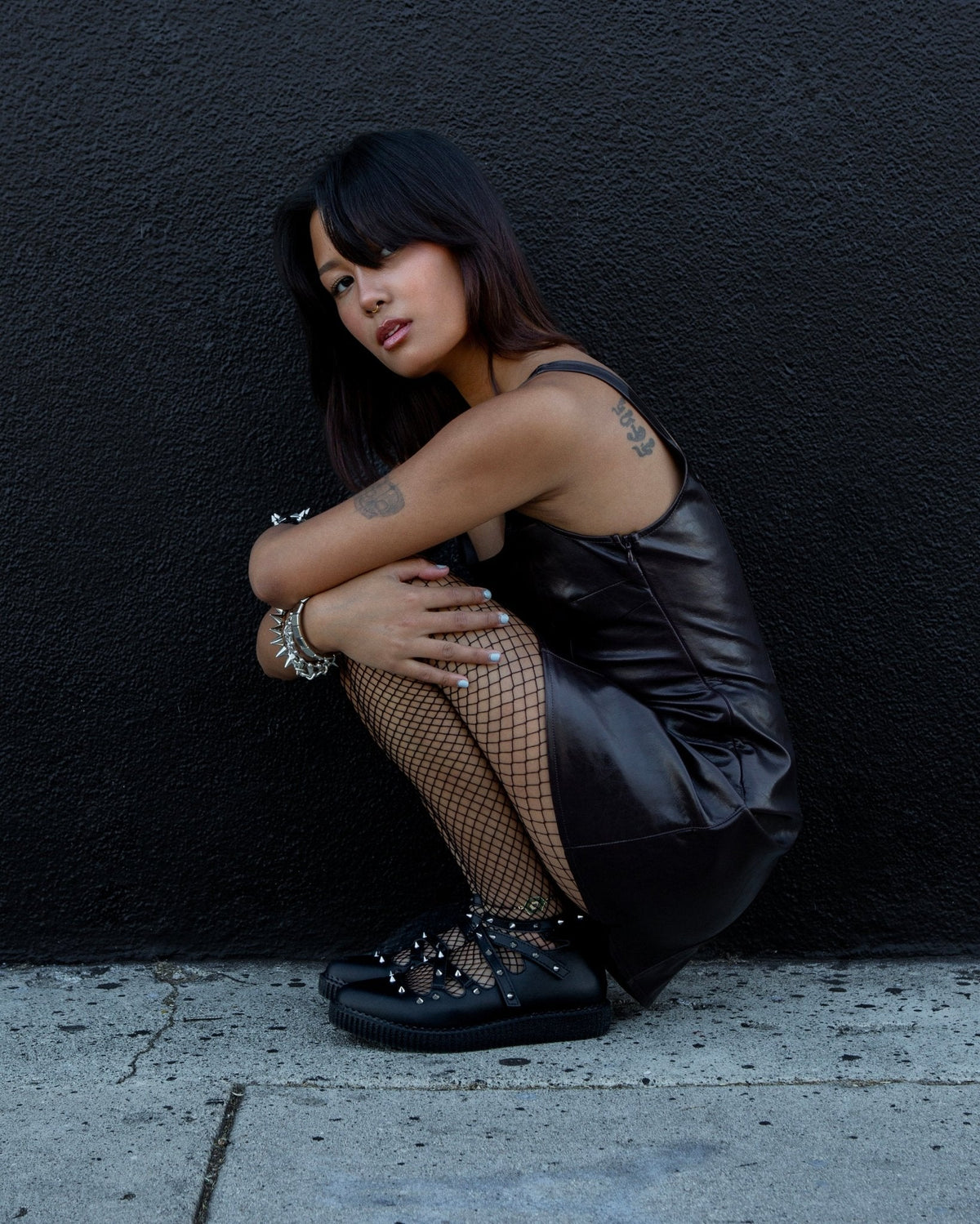 A3421L Black Studded Cross Strap Mary Jane - T.U.K. Shoes