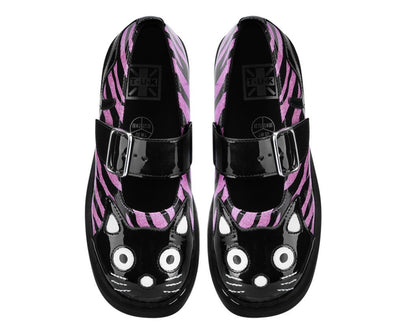 T2365 Black & Pink Zebra Kitty Mary Jane - T.U.K. Shoes