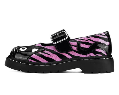 T2365 Black & Pink Zebra Kitty Mary Jane - T.U.K. Shoes