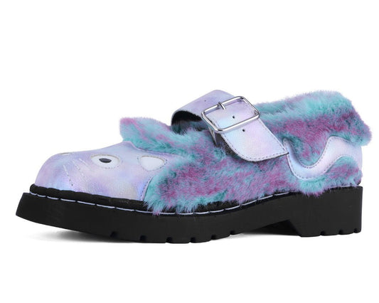 Teal & Pink Furry Kitty Mary Jane - T.U.K. Shoes