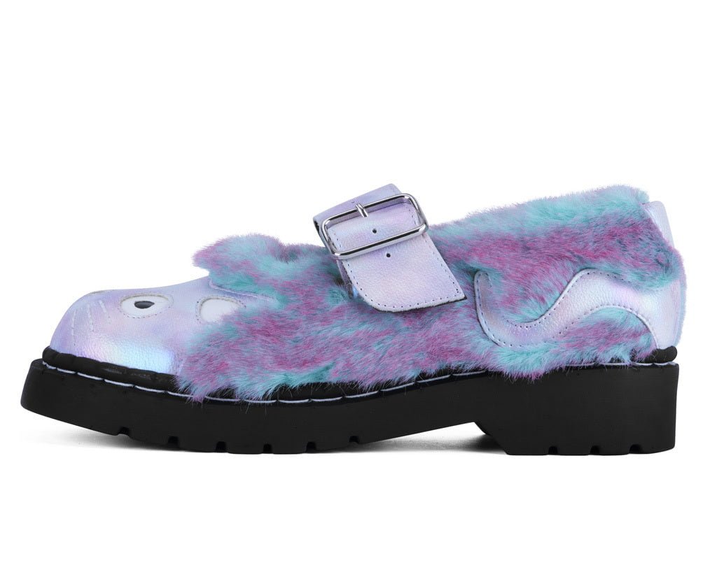 Teal & Pink Furry Kitty Mary Jane - T.U.K. Shoes