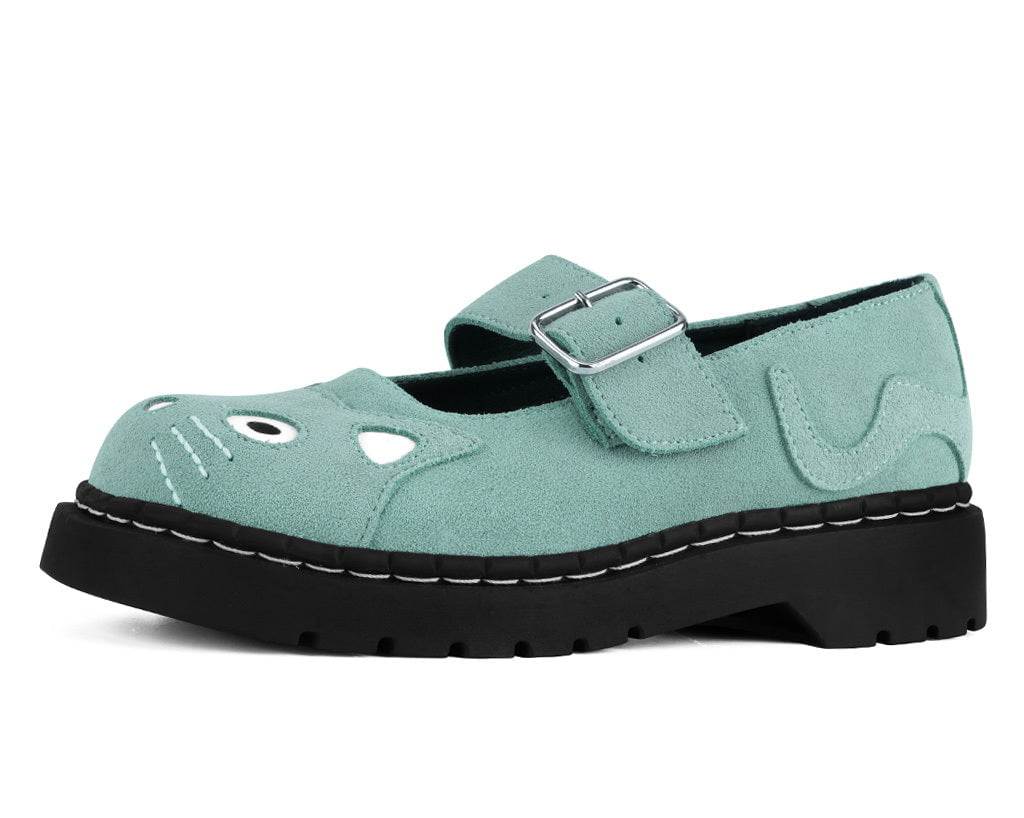 Pale Blue Suede Kitty Mary Jane - T.U.K. Shoes