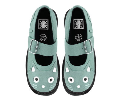 Pale Blue Suede Kitty Mary Jane - T.U.K. Shoes