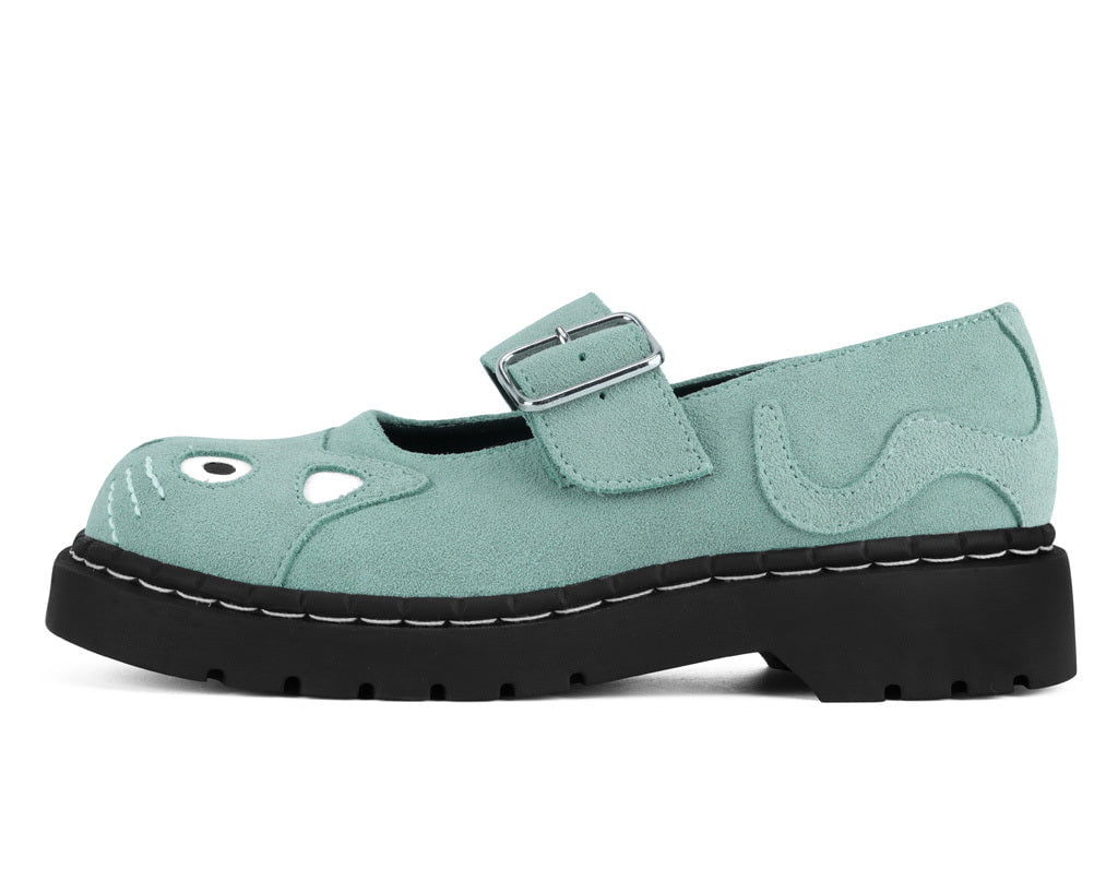 Pale Blue Suede Kitty Mary Jane - T.U.K. Shoes