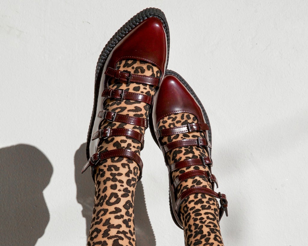 A9902L Burgundy Rub-Off Multi Strap Pointed Mary Jane - T.U.K. Shoes