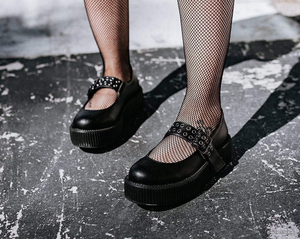 V9595L Black TUKskin™ Mary Jane Viva Mondo Creeper - T.U.K. Shoes