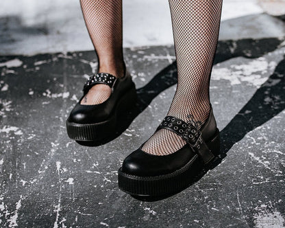 V9595L Black TUKskin™ Mary Jane Viva Mondo Creeper - T.U.K. Shoes