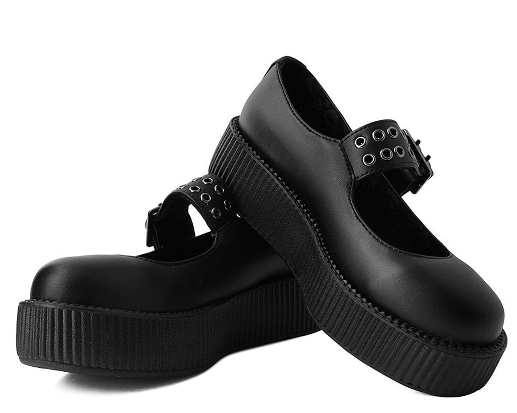 V9595L Black TUKskin™ Mary Jane Viva Mondo Creeper - T.U.K. Shoes