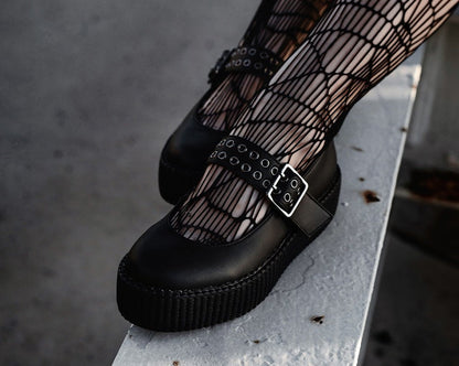 V9595L Black TUKskin™ Mary Jane Viva Mondo Creeper - T.U.K. Shoes