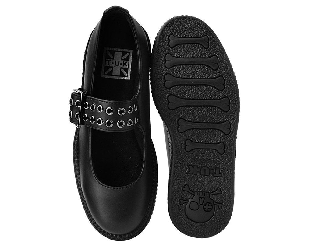V9595L Black TUKskin™ Mary Jane Viva Mondo Creeper - T.U.K. Shoes