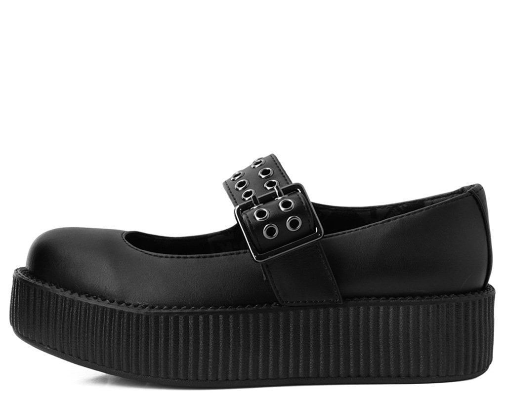 V9595L Black TUKskin™ Mary Jane Viva Mondo Creeper - T.U.K. Shoes