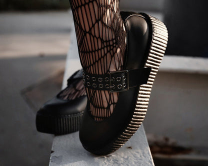 V9595L Black TUKskin™ Mary Jane Viva Mondo Creeper - T.U.K. Shoes