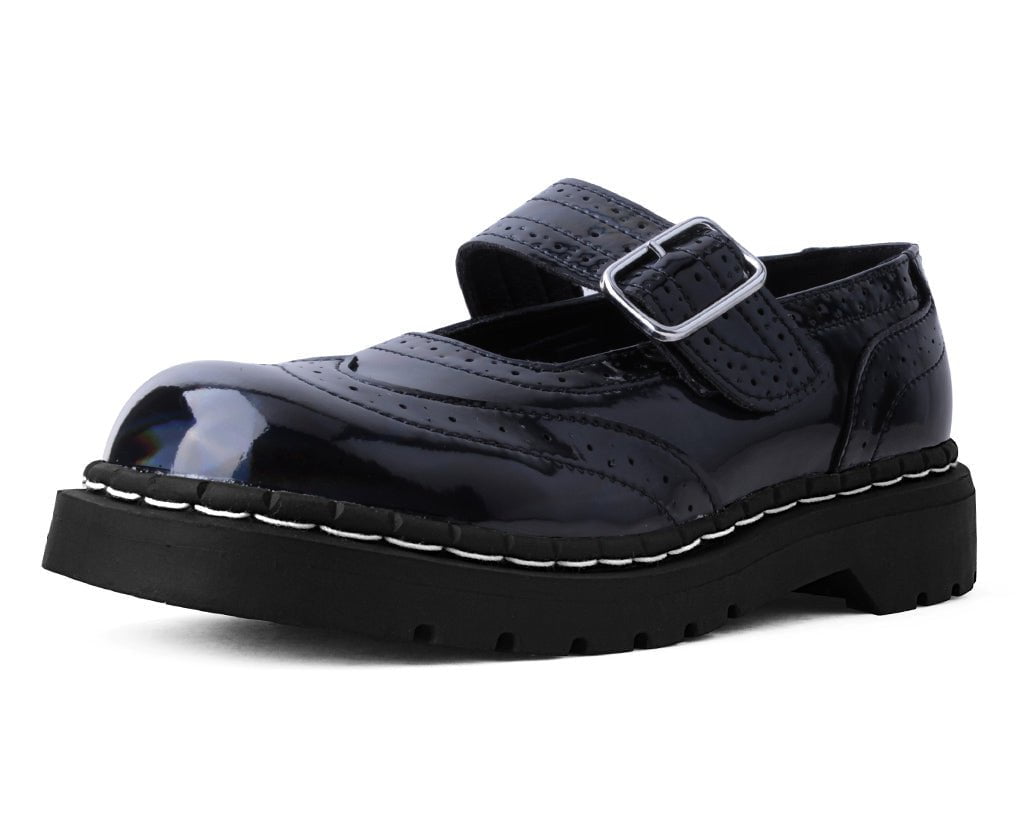 T2319 Black Prism Brogue Mary Jane - T.U.K. Shoes