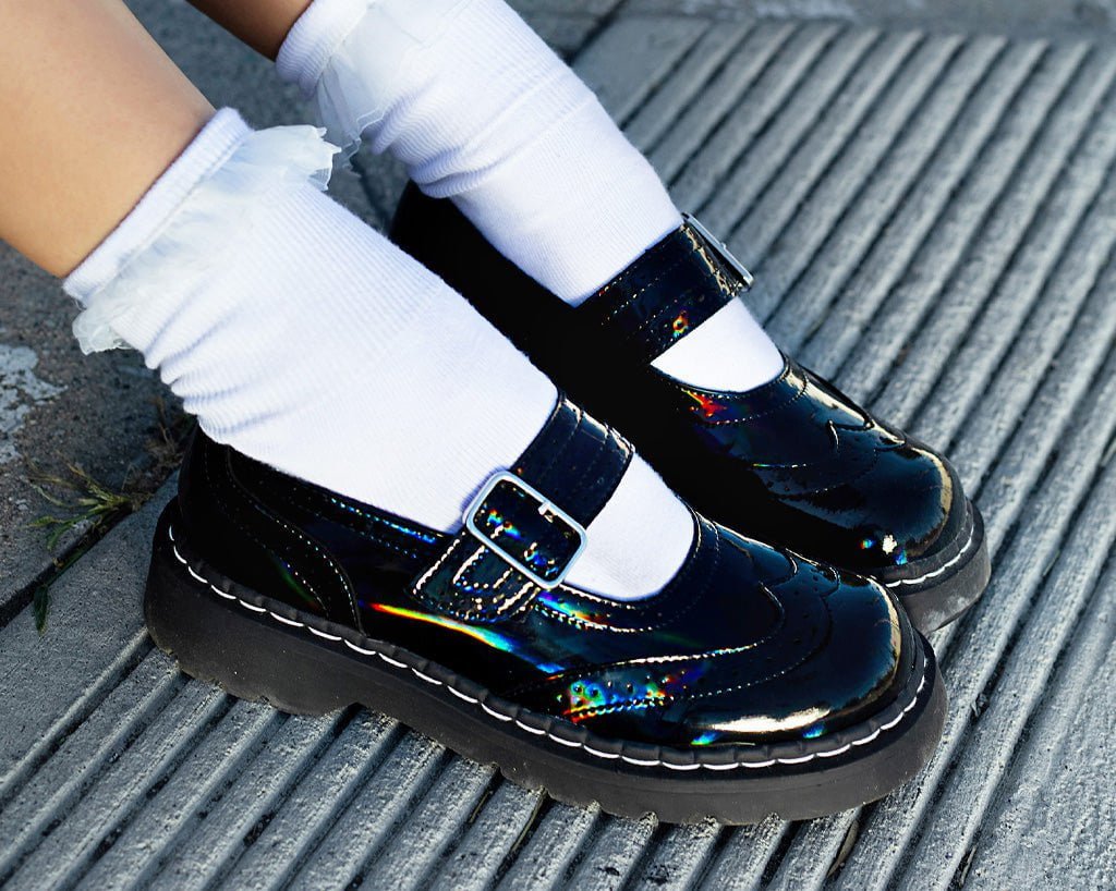 T2319 Black Prism Brogue Mary Jane - T.U.K. Shoes