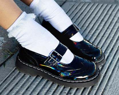T2319 Black Prism Brogue Mary Jane - T.U.K. Shoes
