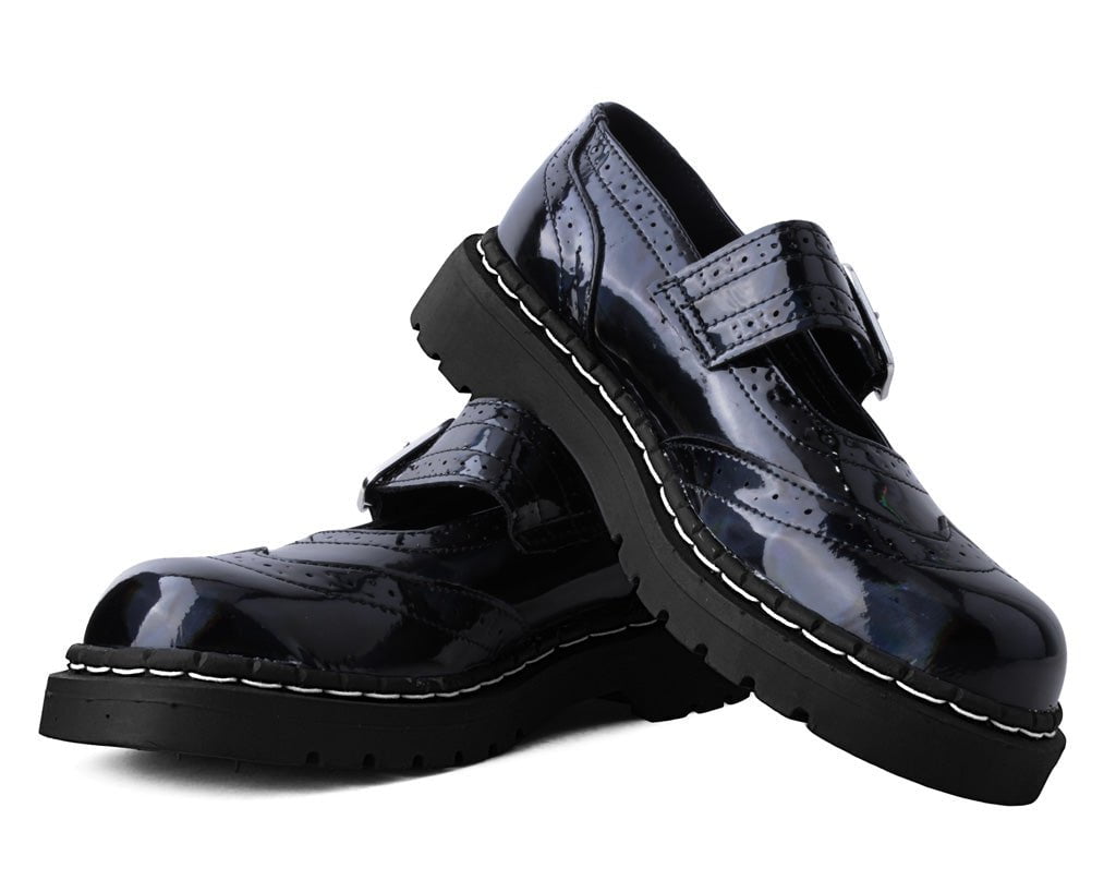 T2319 Black Prism Brogue Mary Jane - T.U.K. Shoes