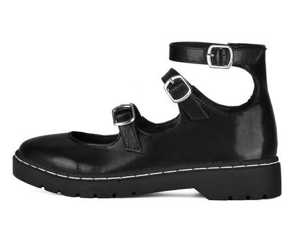 T2354 Black calf TUKskin 3 Strap Mary Jane - T.U.K. Shoes