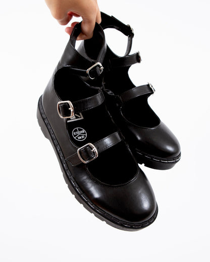 T2354 Black calf TUKskin 3 Strap Mary Jane - T.U.K. Shoes