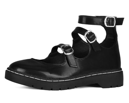 T2354 Black calf TUKskin 3 Strap Mary Jane - T.U.K. Shoes