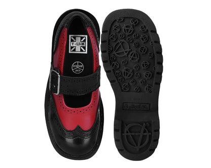T2348 Black & Red Brogue Mary Jane - T.U.K. Shoes