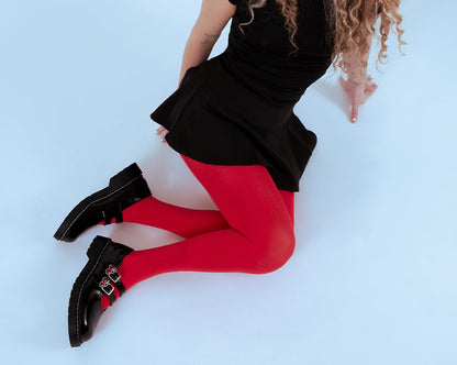 T2345 Black Leather Cherry Buckle Mary Jane - T.U.K. Shoes