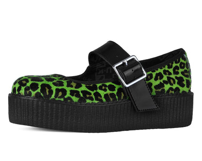 V3413L Green Leopard Cow Hair Mondo Mary Jane - T.U.K. Shoes