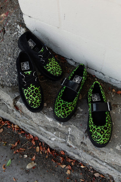 V3413L Green Leopard Cow Hair Mondo Mary Jane - T.U.K. Shoes