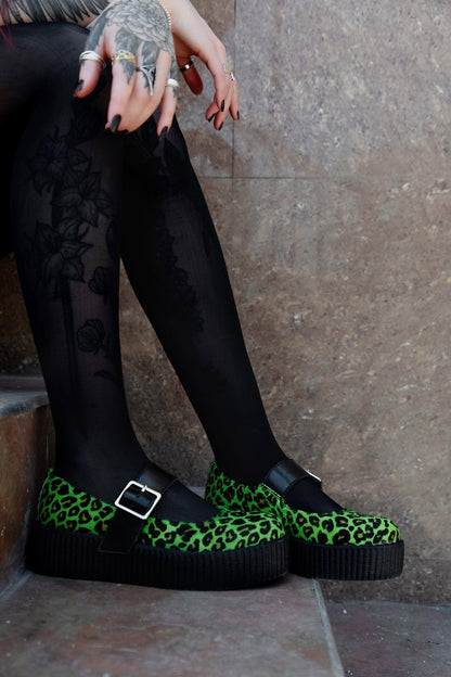 V3413L Green Leopard Cow Hair Mondo Mary Jane - T.U.K. Shoes