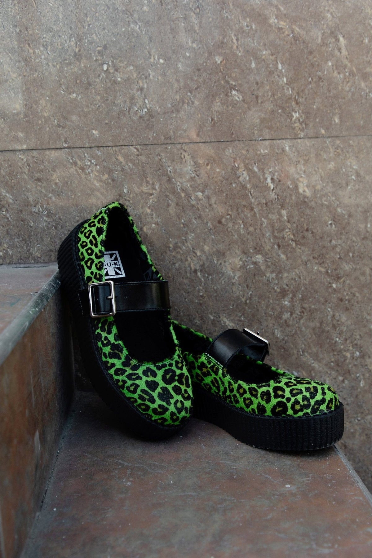 V3413L Green Leopard Cow Hair Mondo Mary Jane - T.U.K. Shoes