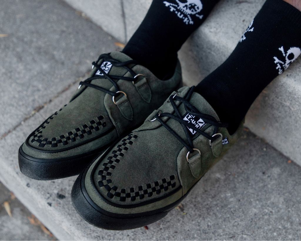 A3330 Olive Green Suede Creeper Sneaker - T.U.K. Shoes